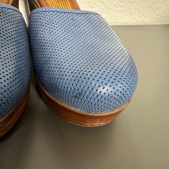 B.O.C. Gia Platform Heeled Mary Jane Clog Blue Perforated Faux Leather Size 10 - Picture 5 of 11